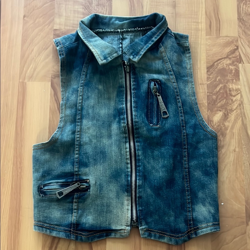 Blue Denim Sleeveless Vest